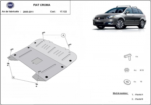 Steel sump guard for the protection of the engine and the gearbox for   Fiat Croma