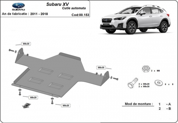 Steel automatic gearbox guard for Subaru XV