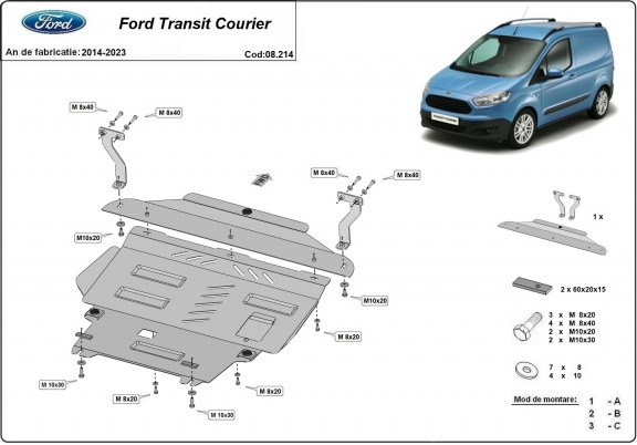 Steel sump guard for Ford Transit Courier