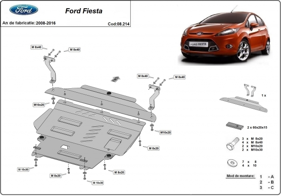 Steel sump guard for Ford Fiesta