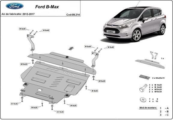 Steel sump guard for Ford B-Max
