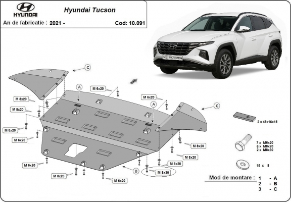 Steel sump guard for Hyundai Tucson