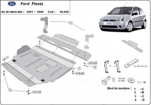 Steel sump guard for Ford Fiesta