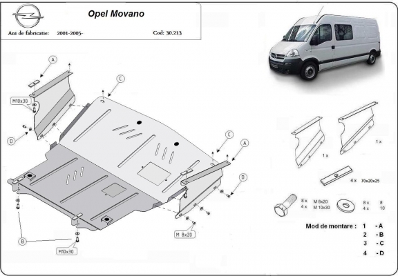 Steel sump guard for Vauxhall Movano A 