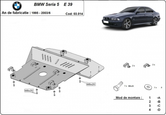 Steel sump guard for BMW Seria5 E39