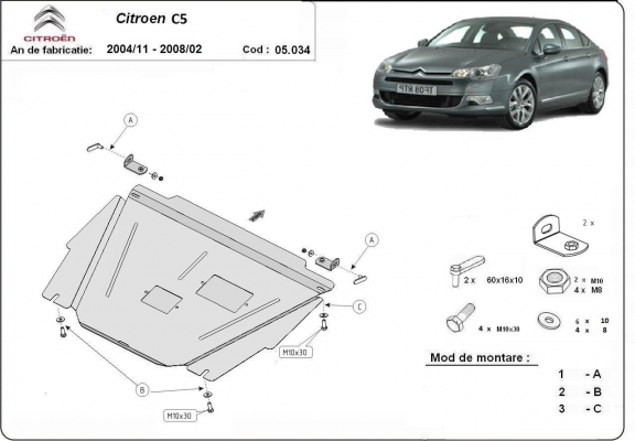 Steel sump guard for Citroen C5