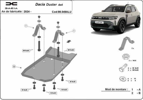 Aluminum diferential guard for Dacia Duster 4x4