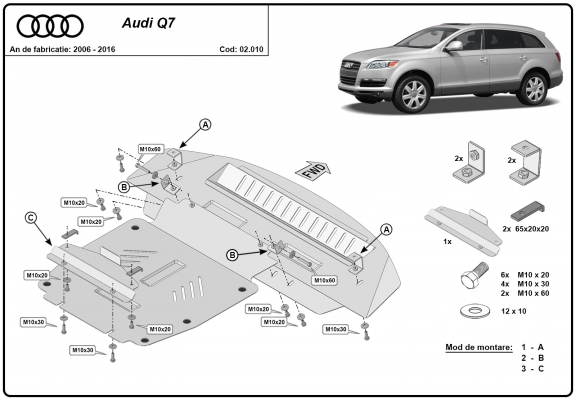 Steel sump guard for Audi Q7
