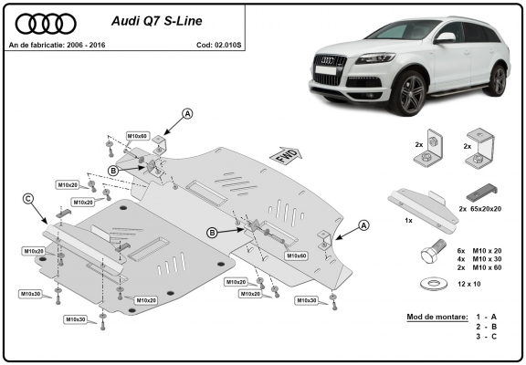 Steel sump guard for  Audi Q7 S-Line