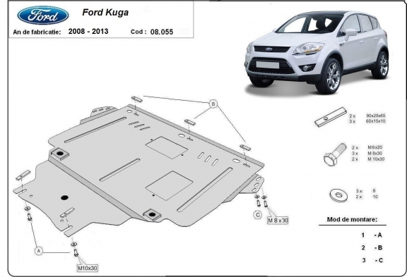 Steel sump guard for Ford Kuga
