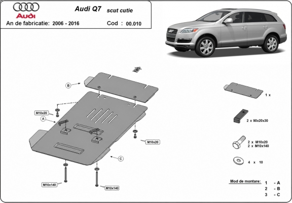 Steel gearbox guard for Audi Q7