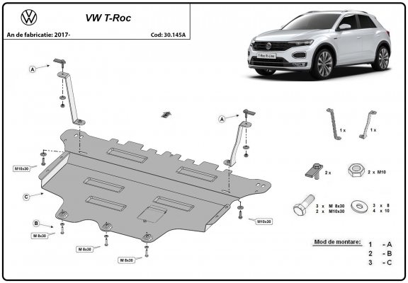 Steel sump guard for Volkswagen T-Roc