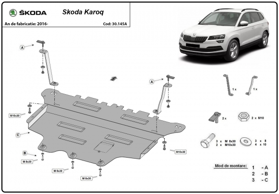Steel sump guard for Skoda Karoq 