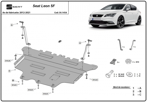 Steel sump guard for Seat Leon Mk3