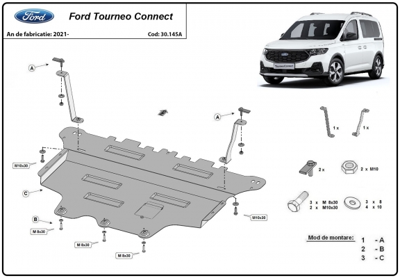 Steel sump guard for Ford Tourneo  Connect