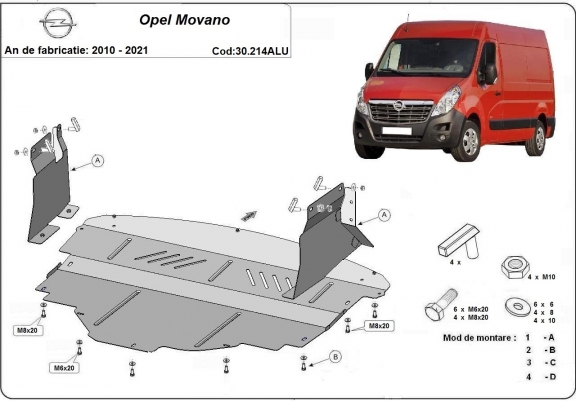 Aluminium  sump guard for Opel Movano