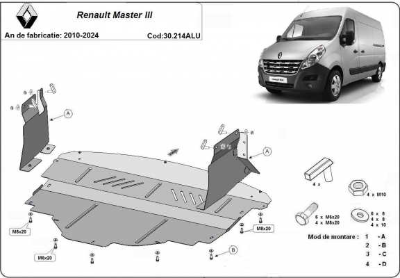Aluminium  sump guard for Renault Master
