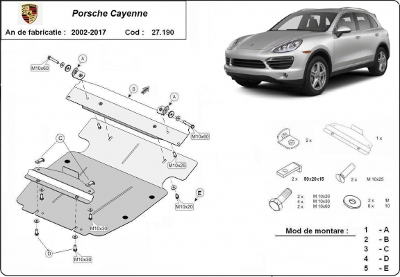 Steel sump guard for Porsche Cayenne
