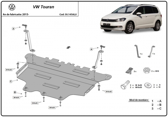 Aluminum sump guard for VW Touran