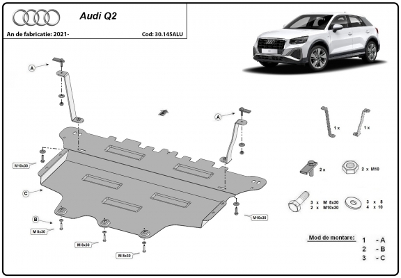 Aluminum sump guard for Audi Q2