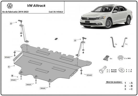 Aluminum sump guard for VW Passat Alltrack
