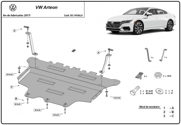 Aluminum sump guard for VW Arteon