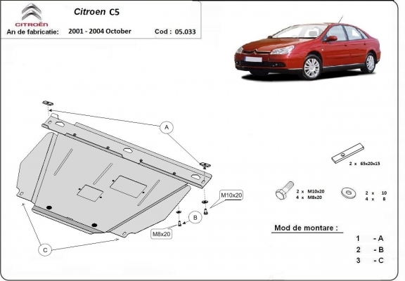 Steel sump guard for Citroen C5