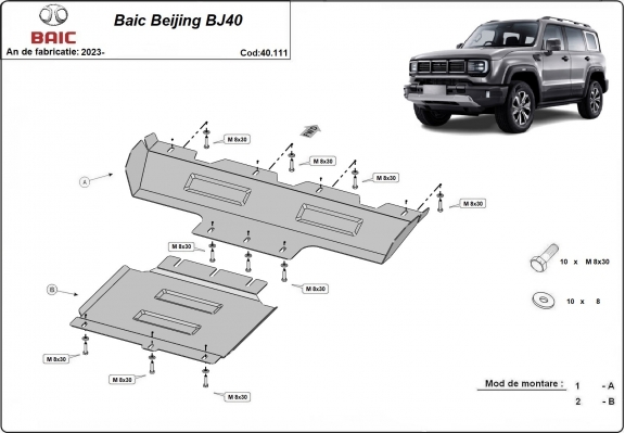 Steel sump guard for Baic Beijing BJ40