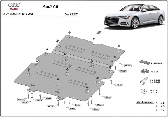 Steel sump guard for Audi A6