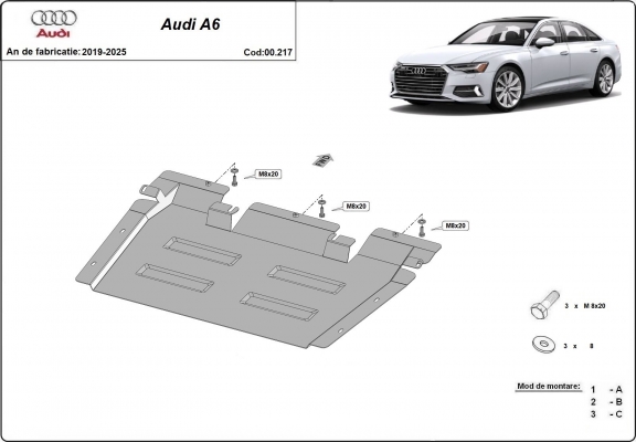 Steel gearbox guard for Audi A6 A6