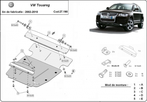 Steel sump guard for Volkswagen Touareg 7L