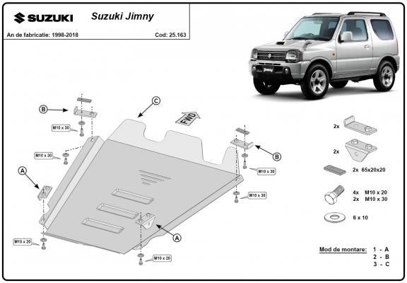 Steel transfer case guard for Suzuki Jimny