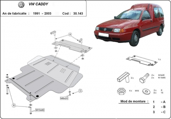 Steel sump guard for Volkswagen Caddy