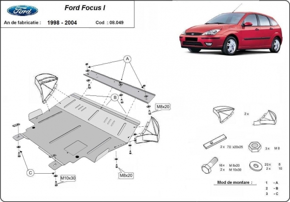 Steel sump guard for Ford Focus 1