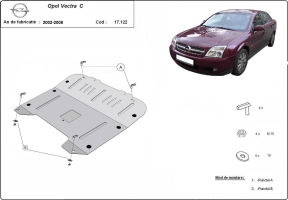 Steel sump guard for Vauxhall Vectra C