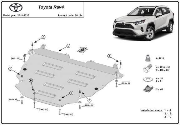 Steel sump guard for Toyota Rav4