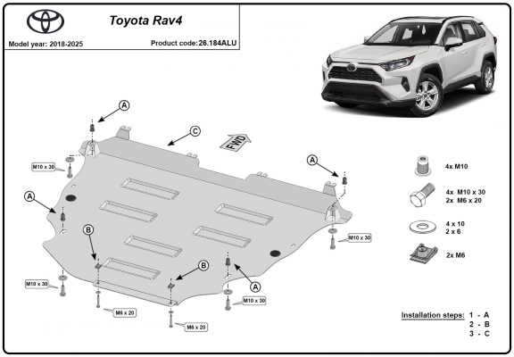 Aluminum sump guard for Toyota RAV4