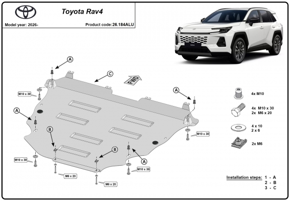 Aluminum sump guard for Toyota RAV4