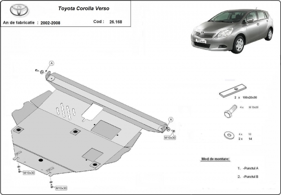 Steel sump guard for Toyota Corolla Verso
