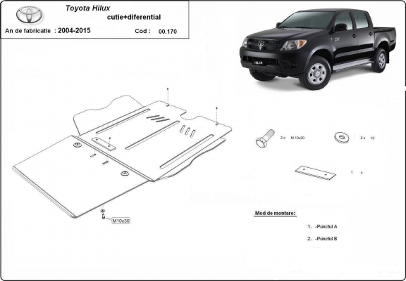 Steel differential guard for Toyota Hilux