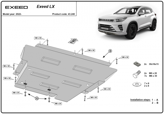 Steel sump guard for Exeed LX