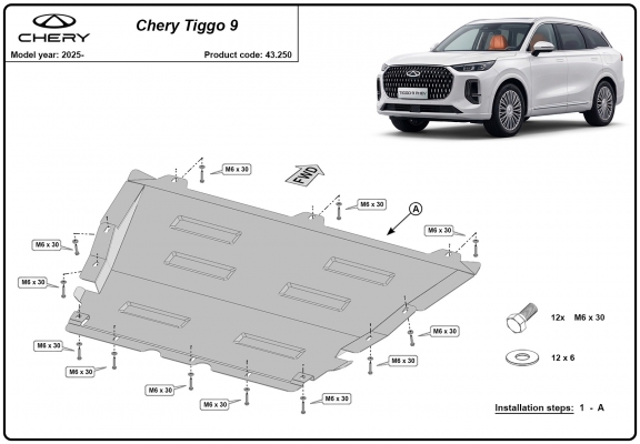 Steel sump guard for Chery Tiggo 9