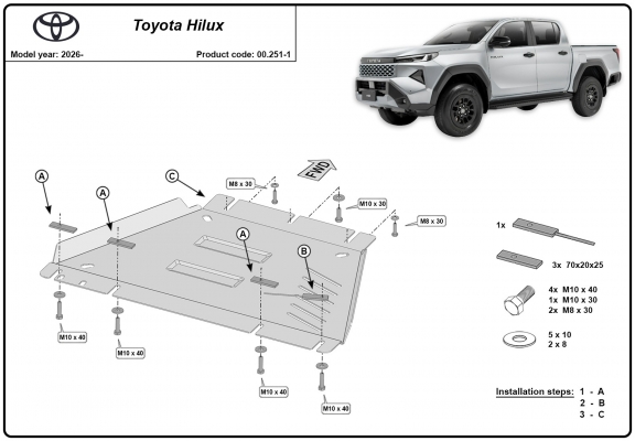 Steel gearbox guard for Toyota Hilux