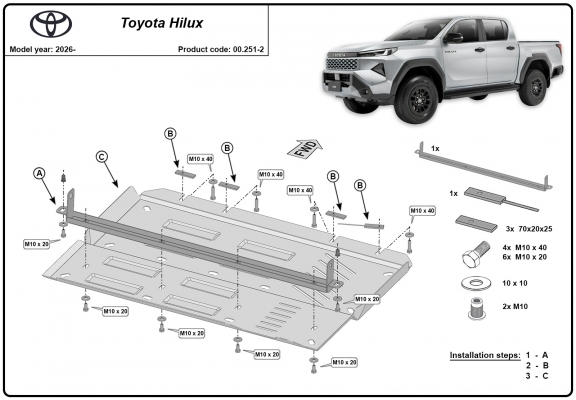 Steel differential guard for Toyota Hilux