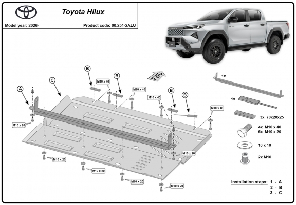 Aluminum differential guard for Toyota Hilux