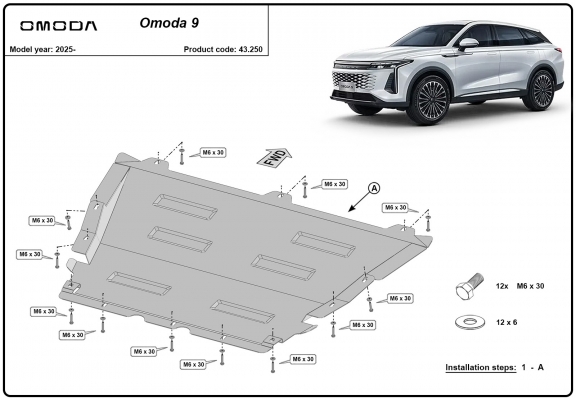 Steel sump guard for Omoda 9