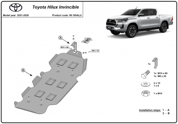 Aluminum fuel tank guard for Toyota Hilux Invincible