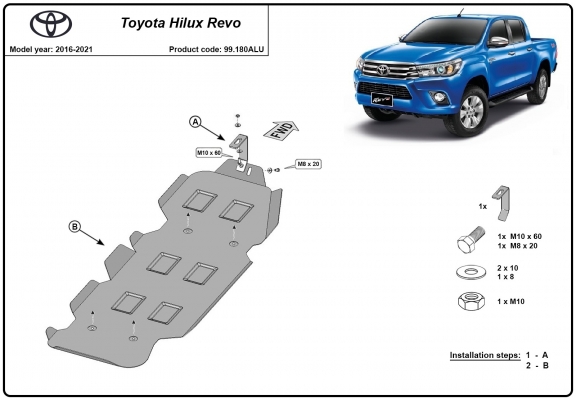 Aluminum fuel tank guard  for Toyota Hilux Revo