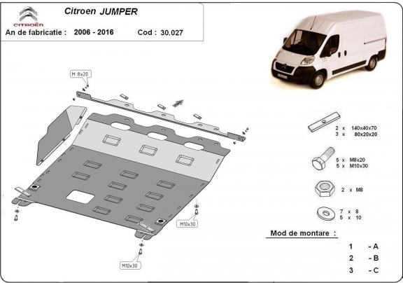 Steel sump guard for Citroen Jumper