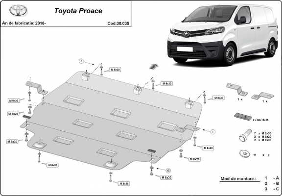 Steel sump guard for Toyota Proace